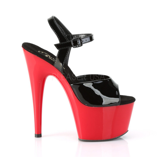 Босоножки Pleaser черные с красной платформой ADO709/B/R