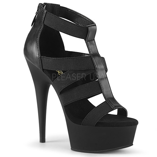 Босоножки Pleaser черные DEL651/BELS-PU/M