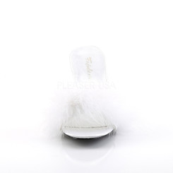Тапочки на каблуке Pleaser белые AMO03/W/SAT