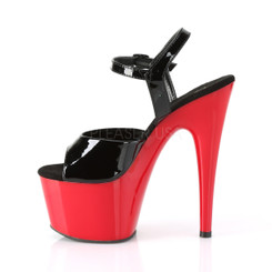 Босоножки Pleaser черные с красной платформой ADO709/B/R